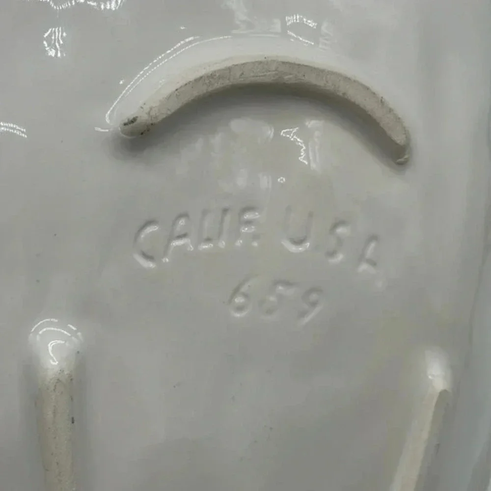 MCM Vintage California USA Corn Texture Serving Platter 659 White Glazed Pottery